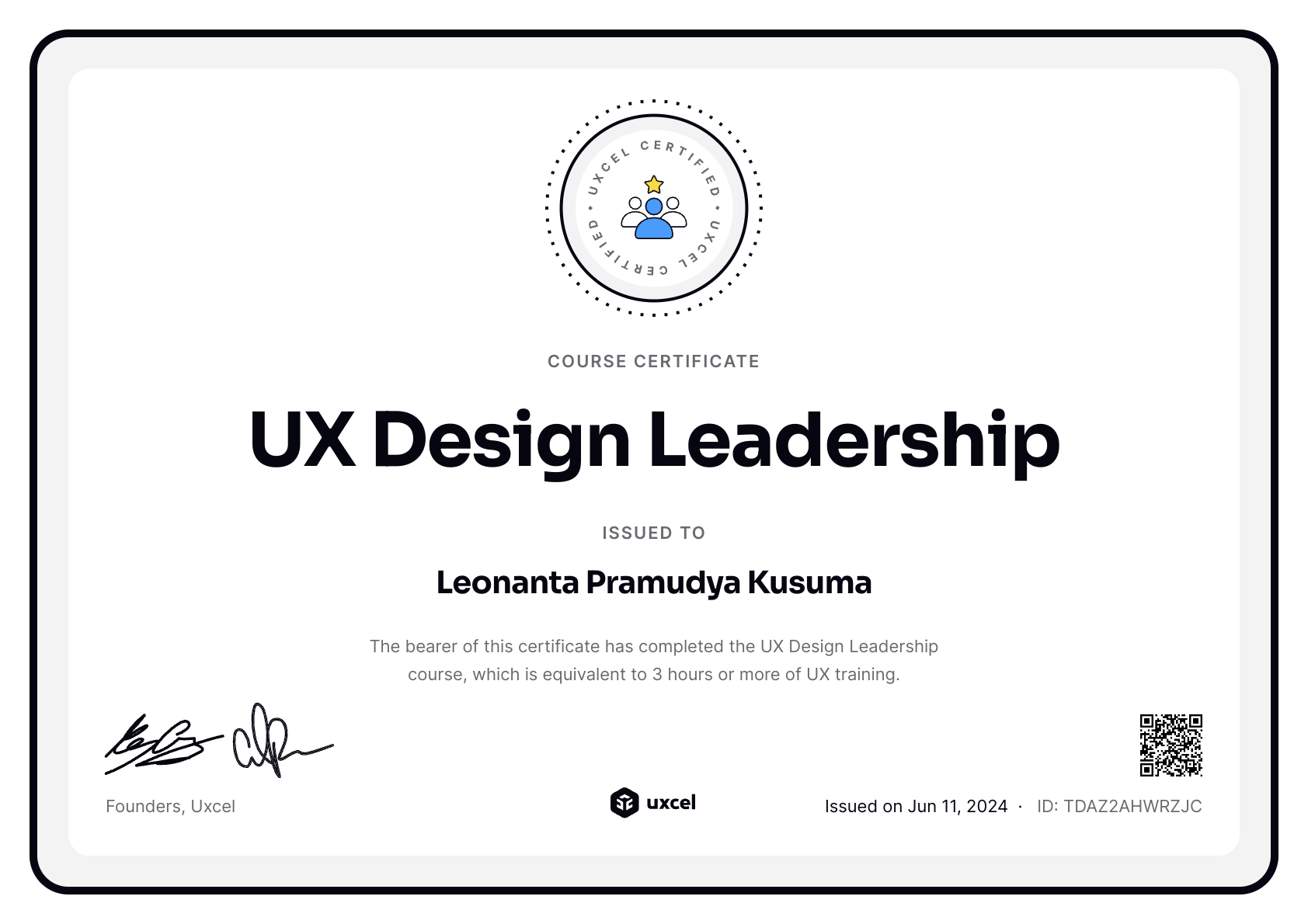 Leonanta Pramudya Kusuma's certificate